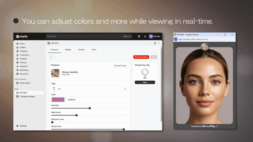 Adjust colors in real-time using the admin panel