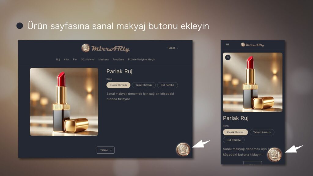 Ürün sayfasına sanal makyaj butonu ekleyin