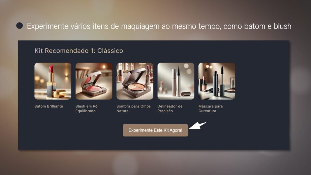 Teste múltiplos produtos com conjuntos de maquiagem
